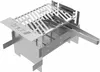 A stainless steel portable grill with tongs resting on it, presented against a white background. Produktbild-Vorschau