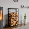 CLP Houtopslagrek Keri V2, zwart, 25x60x150 cm Productafbeelding-voorbeeld 3