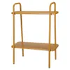 A two-tiered shelf unit with a matte mustard yellow finish, presented against a white background. Produktbild-Vorschau
