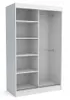A white wardrobe with open doors, showing shelves on the left and a hanging rail on the right. Produktbild-Vorschau