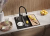 A kitchen sink area with lemons, a cutting board, and a pitcher of water. Produktbild-Vorschau