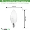 A diagram showing the dimensions of a light bulb with marketing text at the top. Anteprima dell’immagine prodotto
