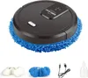A black robot vacuum cleaner with a blue mop pad is shown from a slightly elevated angle, with accessories displayed below. Náhled obrázku produktu