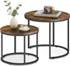 Table basse 2 pièces ronde table d'appoint design loft 2 en Voir les images du produit 1