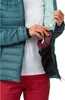 A person is shown putting an item into the inner pocket of a teal down jacket. Anteprima dell’immagine prodotto