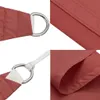 Collage of close-up shots of a terracotta red sun sail, showing details of its construction and attachment points. Náhľad obrázku produktu