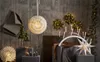 A collection of Christmas decorations including paper lanterns, artificial trees, wreaths, and candle holders, arranged in a styled setting against a textured gray wall. Produktbild-Vorschau
