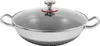 A stainless steel wok with a glass lid, presented on a white background. Náhled obrázku produktu