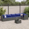7-tlg. Garten-Lounge-Set mit Kissen Grau Poly Rattan Produktbild-Vorschau 2