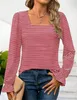 ASKSA Damen Langarm T-Shirt Gestreifte Quadratischer Produktbild-Vorschau 2
