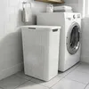 Panier à linge en plastique blanc avec couvercle, aspect Voir les images du produit 6
