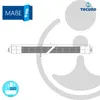 A technical drawing of a flexible hose with dimensions and branding. Produktbild-Vorschau