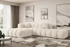 A modern living room with a large sectional sofa, abstract art on the wall, and curtains. Produktbild-Vorschau
