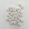 Buchstaben Perlen, 30 Stück, 4x7 mm, gold mit weiß, rund, Produktbild-Vorschau 3
