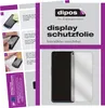 A collage of images showing instructions for applying a screen protector and a product shot of a phone with a screen protector. Produktbild-Vorschau