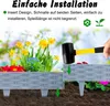 A close-up view of a garden border being installed with a hammer, showing flowers in the background. Produktbild-Vorschau