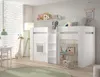 RENO Halbhohes Spielbett 90x200 inkl. Vorhangset MDF Creme-Weiß Produktbild-Vorschau