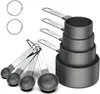 8 Stück Messbecher und Löffel Set, stapelbare schwarze Produktbild-Vorschau 2