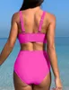ASKSA Dámské bikiny Push Up Belly Swimsuit y dvoudílné Náhled obrázku produktu 4