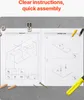 An open instruction manual for furniture assembly, with various parts and tools scattered around. Voir les images du produit