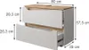 A product shot of a white and wood bathroom vanity with dimensions indicated. Náhled obrázku produktu