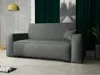 A modern living room setting with a grey sofa.