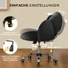 A black office chair with various adjustment features highlighted with text and diagrams. Produktbild-Vorschau