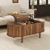 Tavolino ovale Merax in MDF con gambe in legno massello, Anteprima dell’immagine prodotto 7