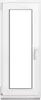 A white window frame with a clear glass pane, isolated on a white background. Produktbild-Vorschau