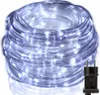 A coiled string of white LED lights with a black power adapter. Náhled obrázku produktu