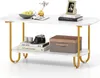 COSTWAY Couchtisch mit Faux-Marmorplatte, 2-stufiger Produktbild-Vorschau 1