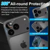 A collage of images showcasing a phone camera lens protector with various features highlighted. Produktbild-Vorschau