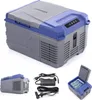 A collage of images showing a portable cooler and its accessories. Produktbild-Vorschau