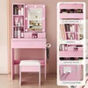 Make-up tafel met LED-verlichting en krukje, 60x38x132 cm, Productafbeelding-voorbeeld 7