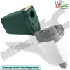 A vacuum cleaner dust bag and its adapter are shown, with a watermark and text overlay. Produktbild-Vorschau