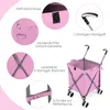 A collage of close-up shots and a full product shot of a pink shopping trolley. Voir les images du produit