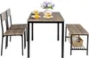 A dining set with a table, two chairs, and a bench with a shelf. Náhled obrázku produktu