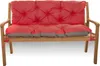 A red cushion set on a wooden bench. Produktbild-Vorschau