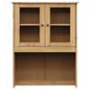 A light brown wooden hutch with glass doors sits on a white background. Voir les images du produit