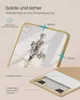 Close-up of a mirror frame with dimensions indicated, and a separate image showing packaging details. Produktbild-Vorschau