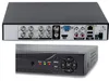 The back and front of a black and silver DVR unit are shown. Produktbild-Vorschau