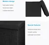 A collage of images and text describing a black storage ottoman. Náhľad obrázku produktu