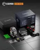 A product shot of a laser leveler and its accessories, arranged on a dark, tiled surface, with the product packaging in the background. Anteprima dell’immagine prodotto