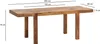 A wooden dining table with dimensions indicated by lines and text. Produktbild-Vorschau
