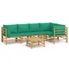 vidaXL 6-tlg. Garten-Lounge-Set mit Grünen Kissen Bambus Produktbild-Vorschau 1
