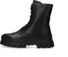A black leather combat boot with a thick sole, shown from the side against a white background. Produktbild-Vorschau