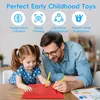 A father and daughter are playing with a magnetic drawing board. Produktbild-Vorschau