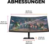 A diagram showing the dimensions of a curved computer monitor. Produktbild-Vorschau