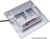 The back of a square LED panel light fixture, showing its internal components and mounting bracket. Produktbild-Vorschau