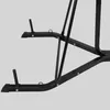A close-up view of the black metal frame of a fitness station, showing support structures and attachment points. Produktbild-Vorschau